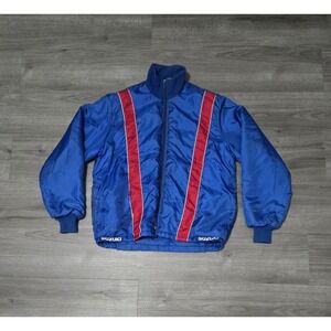 SUZUKI‎ Rare Vintage Racing Jacket Blue Size Med 80s 90s Motorcycle Biker Jumper